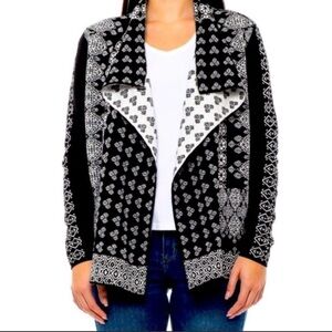 LUCKY BRAND Open Waterfall Tribal Patterned Knit Cardigan Size M